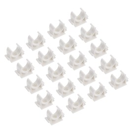 sourcing map PVC U-Type Tube Pipe Fitting Clamps Clips Connectors Inner 20mm White Joining Snap Connection for Hose Electrical Conduit Home Furnishing Pack of 100