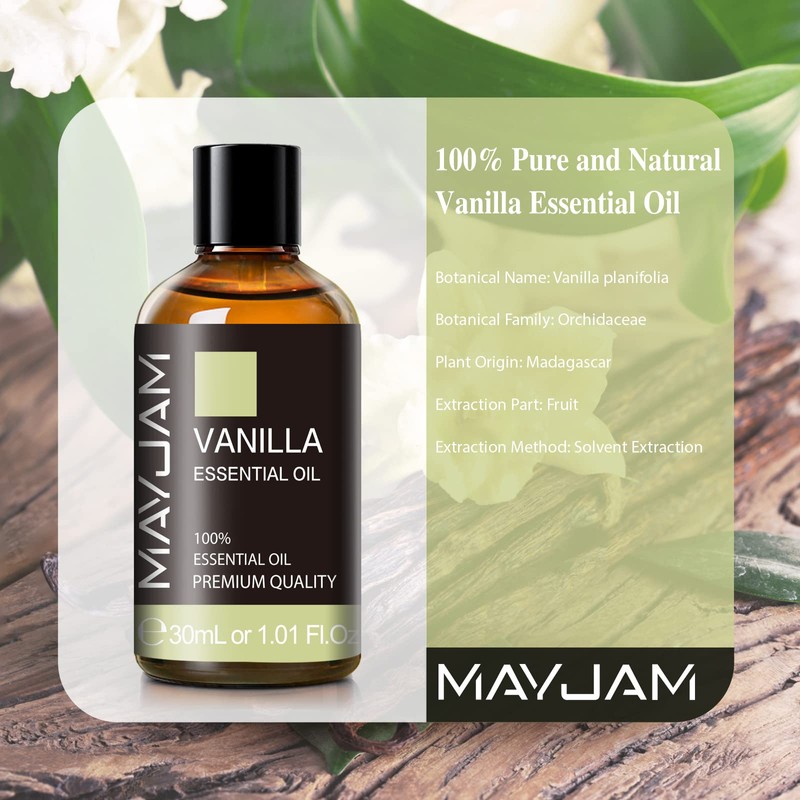 Vanilla Essential Oil 30ml/1.01fl.oz, MAYJAM Premium Vanilla Oils for Aromatherapy,