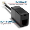 AmzDeals 2-Pack RJ11 to RJ9 Adapter, Female RJ11 (6P4C) Jack