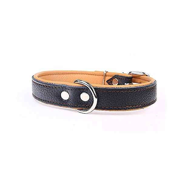 Capadi K0737 Dog Collar Lined with Napa Leather Strong Real Leather Dog Collar, Brown, Width 30 mm, Length 63 cm