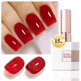 Double Rhythm 15ML Gel Polish Jelly Sheer Pastel Light Milky Color 1 PC 0.53 OZ Bottle UV Nail Polish Art Salon at Home for Women (Translucent Red-B-A1449)