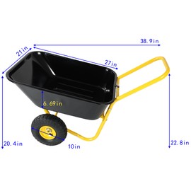Two-Wheeled Trolley, Non-Porous Leak-Proof Design, Easy Water Transport, Garden Warehouse handling Light cart (Black + Yellow)