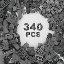Newbeoding Classic Building Bricks, 340 Pcs Masonry Profile Bricks Wall Bricks Blocks, Compatible with Major Brands Parts and Pieces, Creative Building Block Toys (340 Pcs) (Dark Gray)