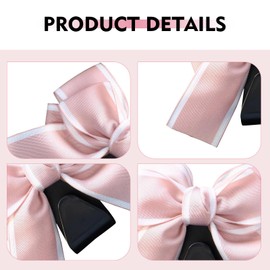 SLIMI 2 PCS Car Seat Headrest Hooks, Purse Hook for Car, Cute Bow Seatback Head Hooks, Universal Seat Back Storage Hook, for Most Cars, Trucks, SUVs (Pink)