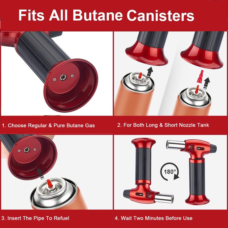 FunOwlet Butane Torch Lighter, Refillable Kitchen Blow Lighters, Culinary Cooking