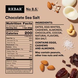 RXBAR Protein Bars, Protein Snack, Snack Bars, Chocolate Sea Salt, 22oz Box (12 Count)