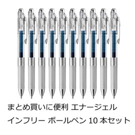 Pentel BL77TL-CA EnerGel Ink Ballpoint Pen, 0.7, Blue and Black, 10 Pieces