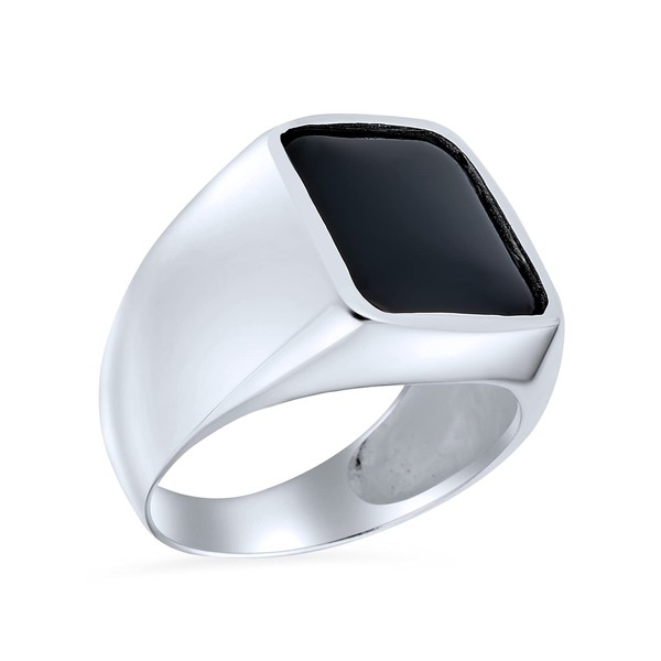 Personalize Elegant Statement Classic Flat Black Onyx Gemstones Geometric Rectangle