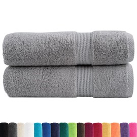 vidaXL - Hand Towels 2 pcs - Grey 100% Cotton 600gsm 50x100 cm - Absorbent Bath Towel Set with Hanging Loop - Multipurpose Cleaning