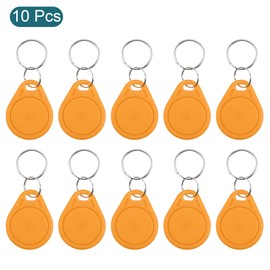 MECCANIXITY IC Card UID Key Fobs RFID Proximity 13.56MHz Rewritable Smart Token Tag for Entry Access Control System, Yellow Pack of 10