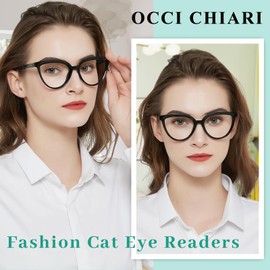 OCCI CHIARI Cat Eye Reading Glasses for Women 2.25 Fashion Ladies Black Readers 1.0 1.25 1.5 1.75 2.0 2.25 2.50 2.75 3.0 3.5(Black,2.25)