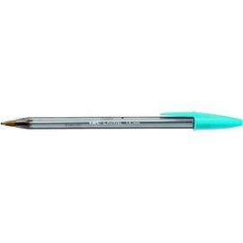 BIC Cristal Fun Ballpoint Pens, Wide Point (1.6 m), Box of 20, Turquoise Colour - Bold Smudge-Proof Writing