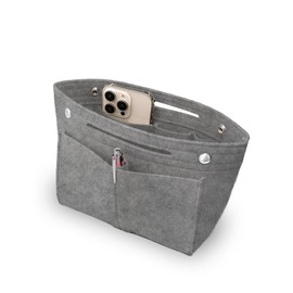 Annekor Bag-in-Bag 【Supervised by Storage Professionals with Bottom Board】 Felt Inner Bag, Lightweight Pouch, Bag-in-Bag with Pen Holder, Men's and Women's, [Annekor] (Pale Gray)