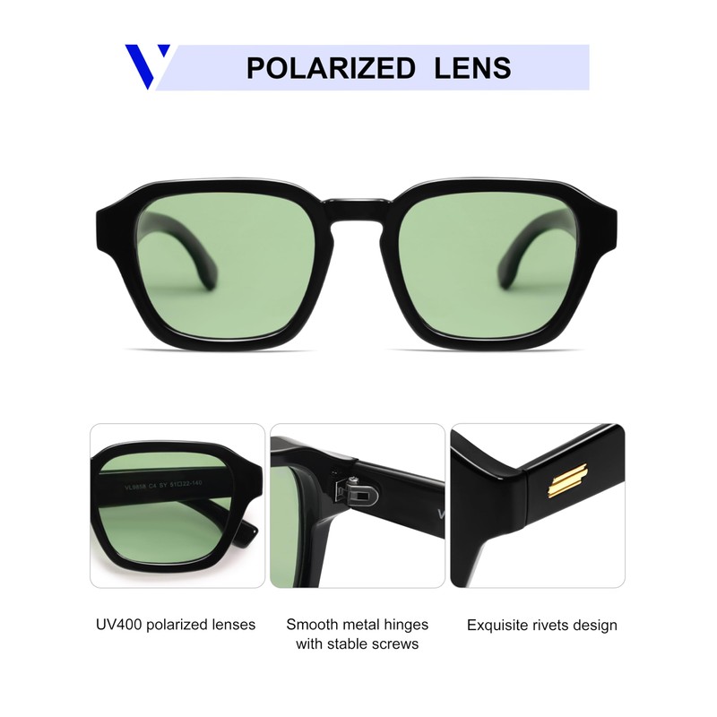 VANLINKER Retro Polarized Trendy Small Square Sunglasses for Women Men