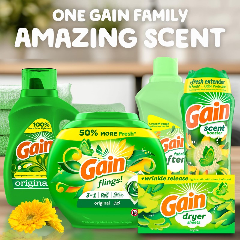Gain Liquid Fabric Softener, Original Scent, 140 FL OZ LIQ.,