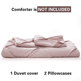 ASHLEYRIVER 3 Piece Pink Queen Duvet Cover Luxurious Pinch Pleated Duvet Cover with Zipper & Corner Ties 100% 120 g Microfiber Pintuck Duvet Cover Set(King Pink)