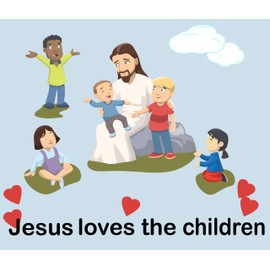 Kids Wall Decals for Church Classroom Decoration Nursery Wall Art Decor Stickers Christian Bible Verse Kids Ministry Room Vinyl Peel n Stick (Jesus Loves Kids)
