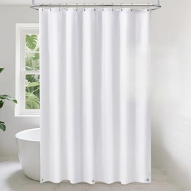 FY&XZH Waterproof Fabric Shower Curtain Liner with 3 Built-in Magnets, White Cloth Shower Liner with Coated Layer, Machine Washable, 12 Reinforced Grommets，71 x 71.5 Inches(Hooks Not Included)