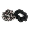 Black floral Black solid set 2 fabric ponytail holder hair