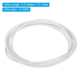 PATIKIL 11.5Ft 14 AWG High Temperature Wire, -60-350 Degrees Celsius Mica Glass Fiber Electronic Wire Insulated Heat Resistant Electronical Flexible Cable for Lamp Boiler Heater, White
