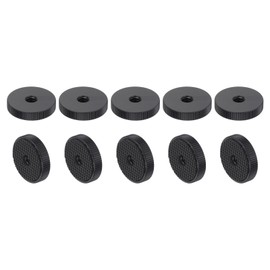sourcing map 10Pcs Flat Knurled Nut - 1/4"-20 x 1" x 0.26" Thumb Nuts Lock Adjusting Nuts, Aluminum Alloy Female Thumb Wheel Lock Nut, Black
