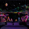 Simpkeely Blacklight Mountain Tapestry, Galaxy Meteor Aesthetic UV Reactive Tapestries,