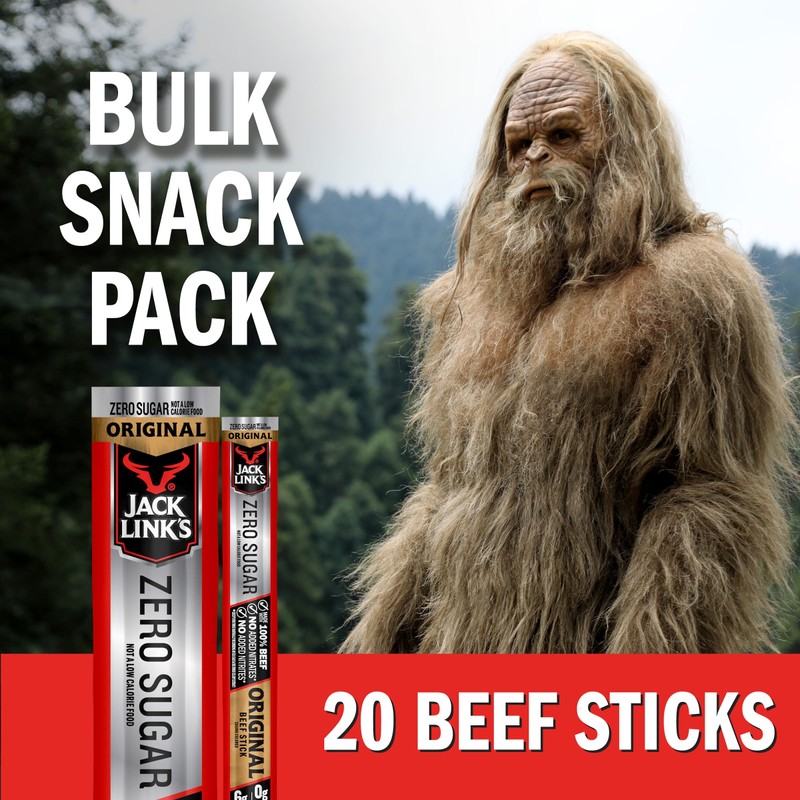 Jack Link's Beef Sticks, Original Zero Sugar - Protein Snack,