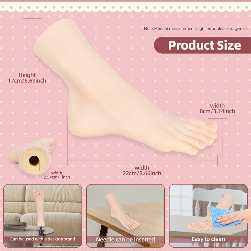 Realistic Practice Foot for Nail Training – Soft Flexible Fake