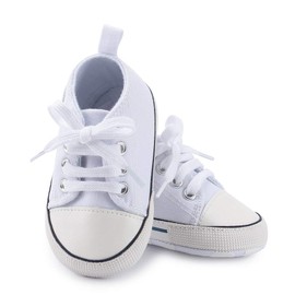Tenis de lona para bebés y niñas, antideslizantes, para caminar de 0 a 18 meses, Blanco-2, 6-12 Months Infant
