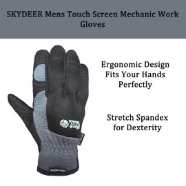 SKYDEER Touch Screen Leather Work Gloves for Women, Impact Protection, Vibration Reduction, Machine Washable Gardening Gloves (SD8821G/L)