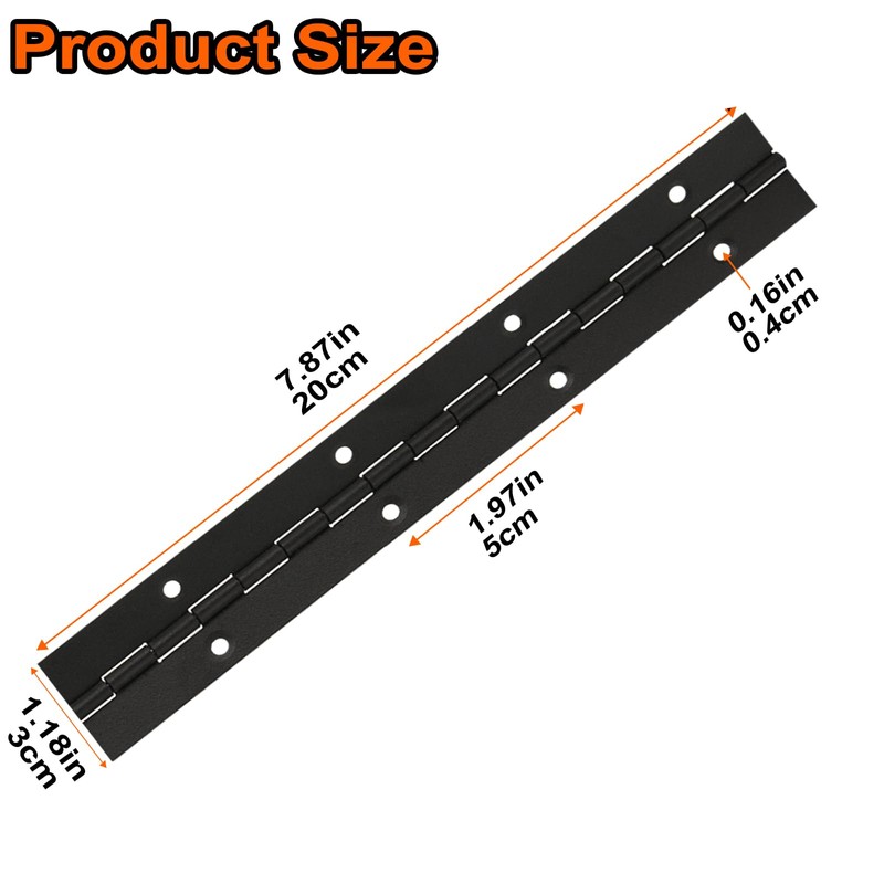 4Pcs 8 Inch Continuous & Piano Hinges, Black Stainless Steel