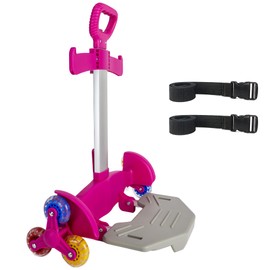 Rolling Backpack Cart, Folding Luggage Cart with Stair Climbing Wheels–Pink