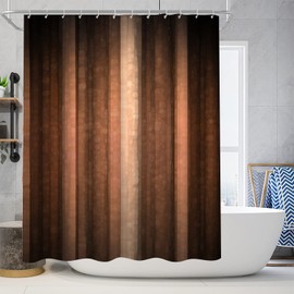 Nkzply 4 Pcs Brown Striped Shower Curtain Orange Vintage Copper Abstract Bathroom Sets with Shower Curtain and Rugs Fall Bronze Bathroom Decor Bathroom Rugs Mat Toilet Lid Cover