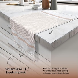 HEIRLOOM COMFORT Multi Color Kitchen Towels 16x26 Inch, 3 Pack, 100% Cotton, Ultra Absorbent, Fast Dry, Machine Washable, Drying Dishes, Cleaning, Everyday Use - Aqua Blue, Beige, Ash Grey