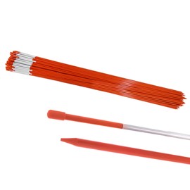 elfinrm 48 Inch 100PCS Driveway Marker 5/16 Dia High Visibility Reflective Driveway Poles Fiberglass Snow Stakes with Reflective Tape