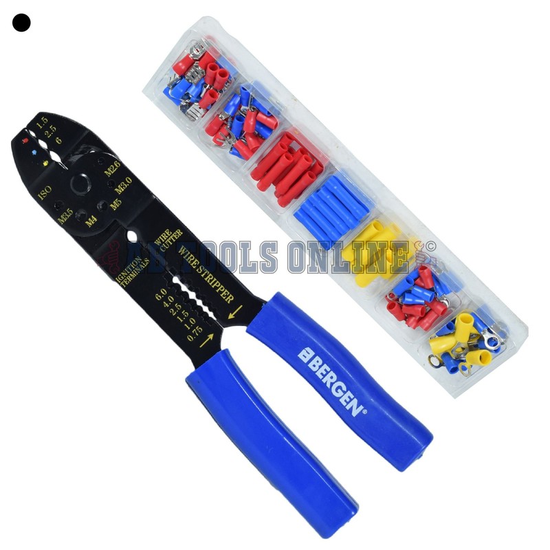 Electricians Wire Crimper Crimping Cutting Tool and Spade Terminal Set