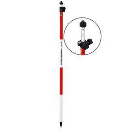AdirPro 2.6 M Fiberglass Prism Pole with Dual Graduations - Metric and Feet Graduations with Quick Release Clamp & 40-Minute Bubble Vial Ideal for GPS, Robotic & Total Station Surveys