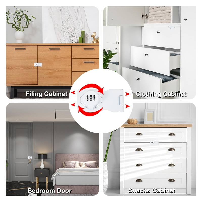 sourcing map Password Rotary Hasp Locks, Mechanical Cabinet Combination Latch
