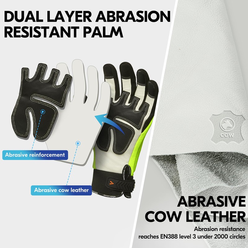 Vgo... Chainsaw Gloves 12-Layer Protection on Both Hands in Cowhide,