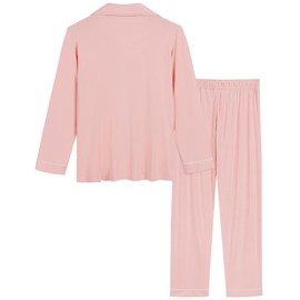 Bamboo Pjs Pants Set Long Sleeve Pajamas Night Sweat(Peach Coral,XL)