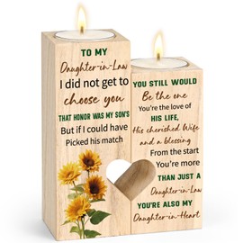 for Daughter-in-Law, to My Daughter-in-Law from The Start You're More Than Just a Daughter-in-Law Wooden Candle Holder Daughter-in-Law Gifts, Mother's Day Birthday Candle Decoration