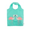 Eco Friendly Foldable Shopping Bag - Flamingo Design, Turquoise, One