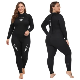 Owntop Plus Size Wetsuit Men Women, 3/2mm Neoprene Back Zip Wetsuit, Full Body Thermal Wet Suit Diving Suit for Cold Water Diving Surfing, Women Black 4XL