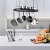 Oval Ceiling Mount Pot and Pan Rack, Black Carbon Steel,