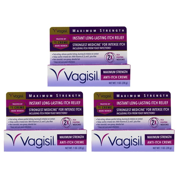 Vagisil Maximum Strength Anti-Itch Creme 1 oz (Pack of 3)