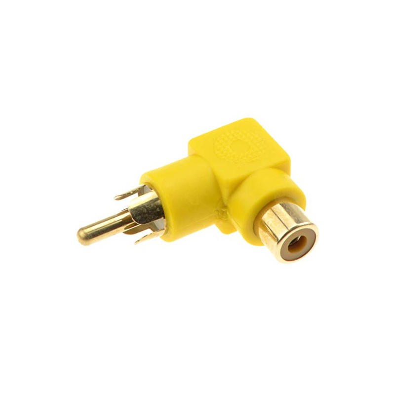 kenable Right Angled RCA Phono Adapter Yellow Video Plug to