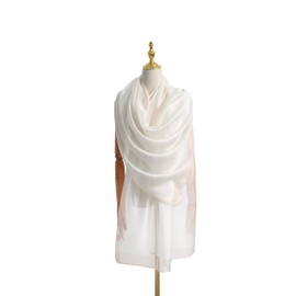 STARWHISPER Women's Gold Trim Silk Scarf Shawl Wrap - Elegant Accessory for Evening Dress - Gift Packaged (Ivory)