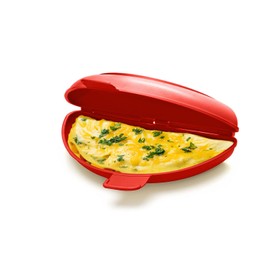 Two in One -Microwave Omelet Maker + Egg Poacher All In One Dish On The Go Quick N Easy Breakfast BPA Free Plastic