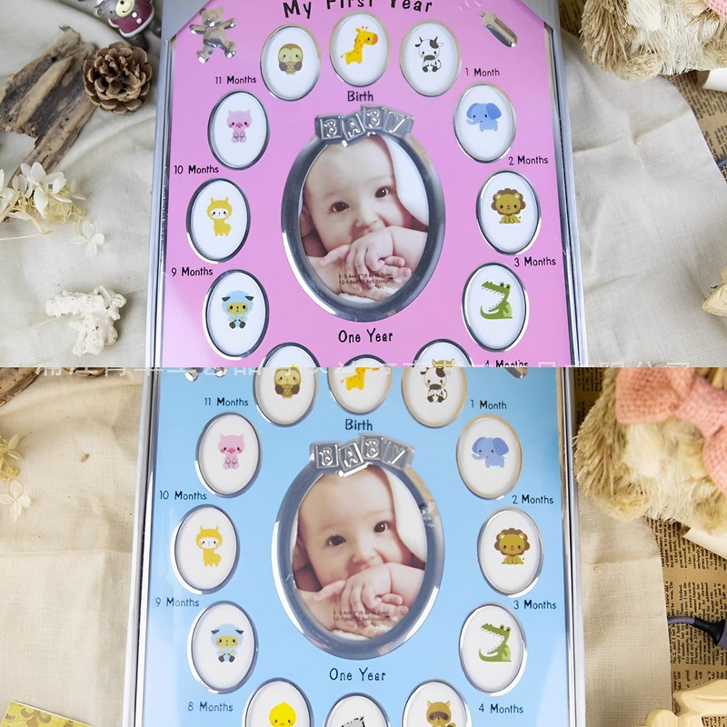 MIMIA Birthday Celebration Baby Photo Frame with 12 Months Growth