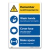 Remember to wash your hands, cover face, keep space Sign,